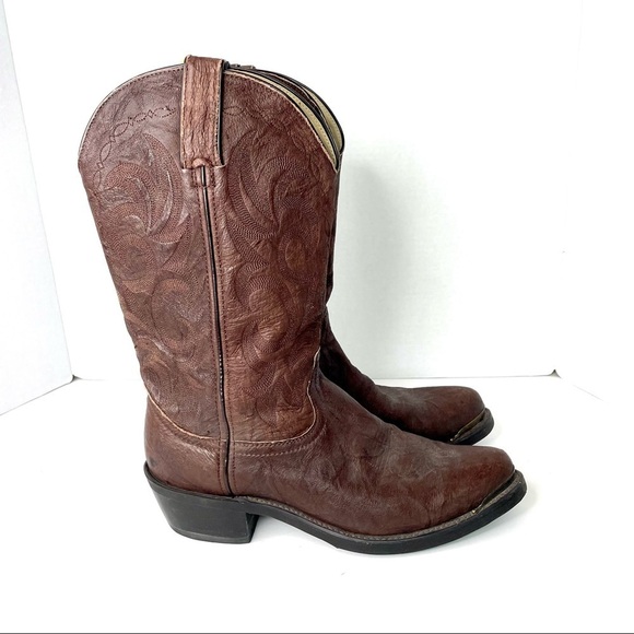 Men's Durango Brown Leather Steel Toe Western Cowboy Work Boots Size 8 D - Picture 4 of 15